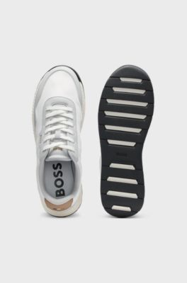 Low-top trainers with textured uppers, Natural