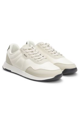 Low-top trainers with textured uppers, Light Beige