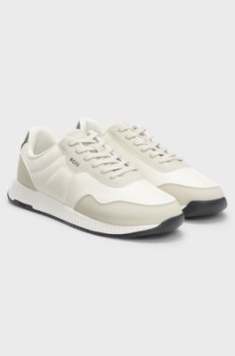 Sneakers low-top con tomaia lavorata, Beige chiaro