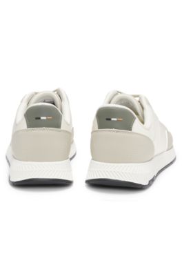 Low-top trainers with textured uppers, Light Beige