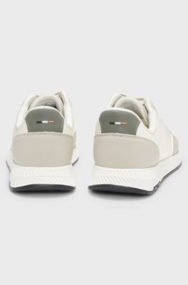 Sneakers med lav profil og tekstureret overdel, Lys beige