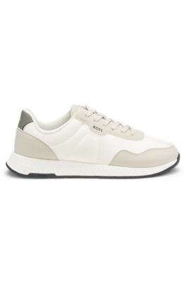 Low-top trainers with textured uppers, Light Beige