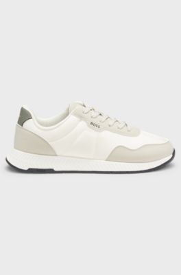 Sneakers low-top con tomaia lavorata, Beige chiaro