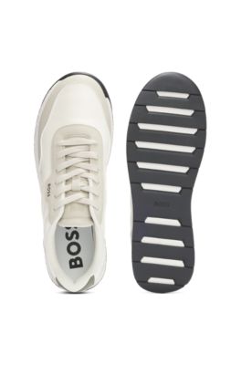 Low-top trainers with textured uppers, Light Beige