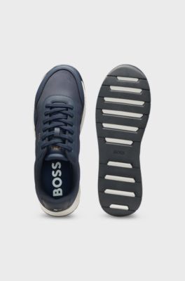 Deportivas de ca&ntilde;a baja con empeines con textura., Azul oscuro