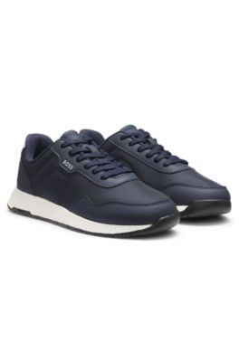 Low-top trainers with textured uppers, Dark Blue