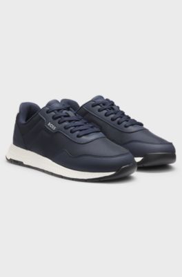Low-top trainers with textured uppers, Dark Blue