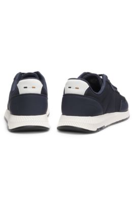 Low-top trainers with textured uppers, Dark Blue