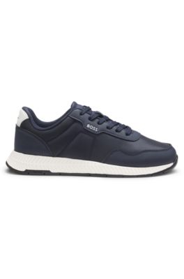 Low-top trainers with textured uppers, Dark Blue
