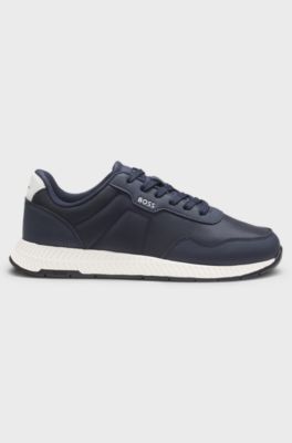Lowtop Sneakers mit strukturiertem Obermaterial, Dunkelblau