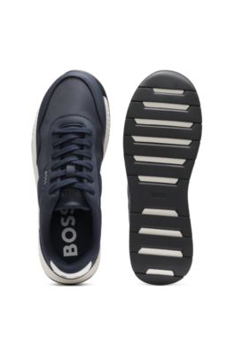 Low-top trainers with textured uppers, Dark Blue