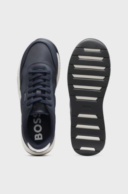 Low-top trainers with textured uppers, Dark Blue