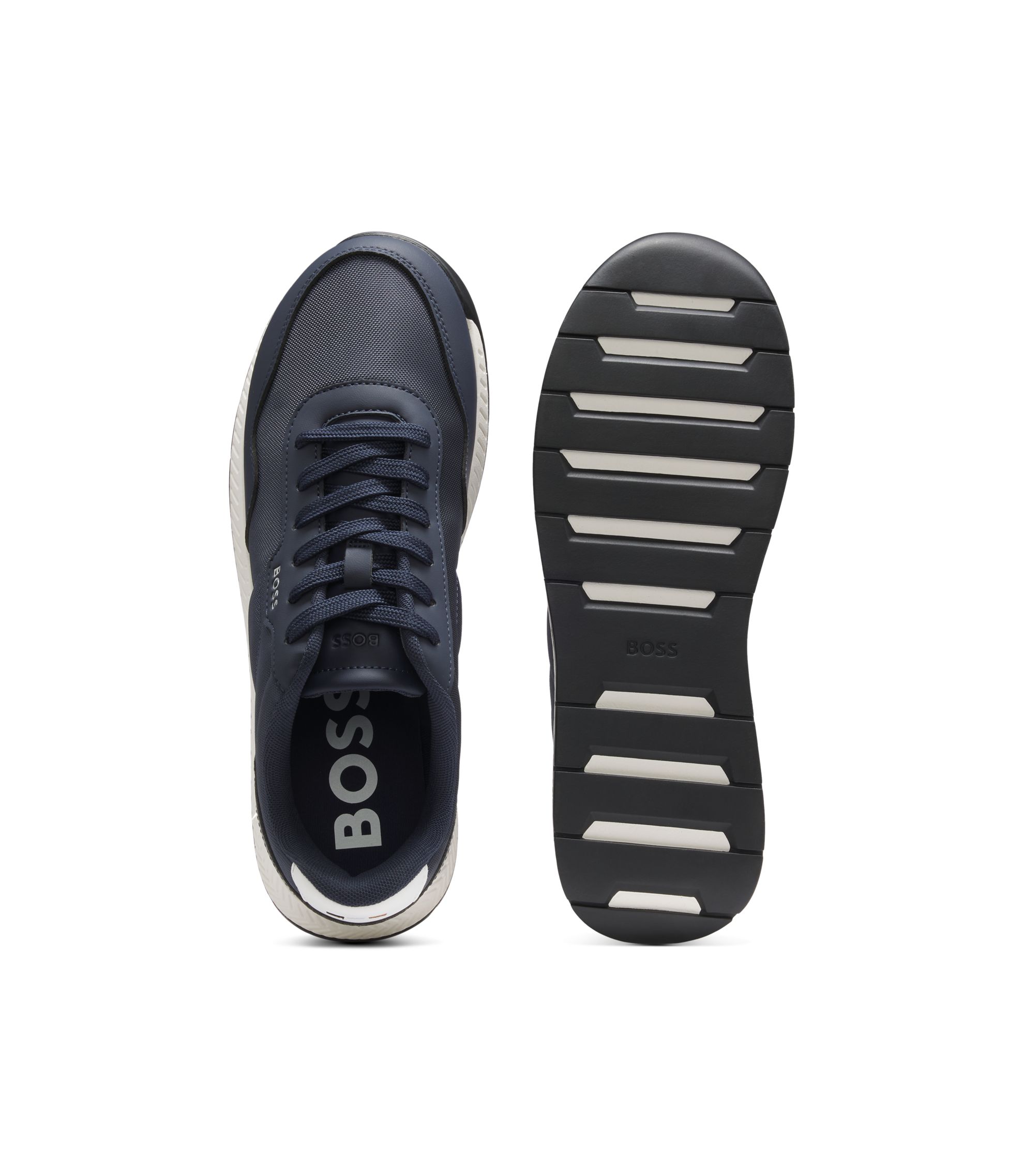 BOSS - Deportivas de caña baja con empeines con textura. - Azul oscuro