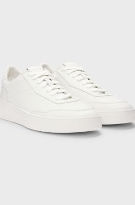 Leather trainers with rubber outsole, White