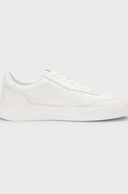 Leather trainers with rubber outsole, White