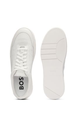 Leather trainers with rubber outsole, White