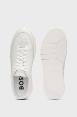 Leather trainers with rubber outsole, White