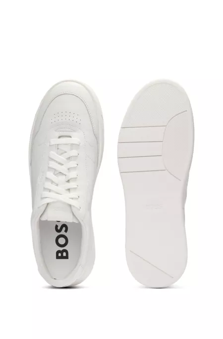 Leather trainers with rubber outsole