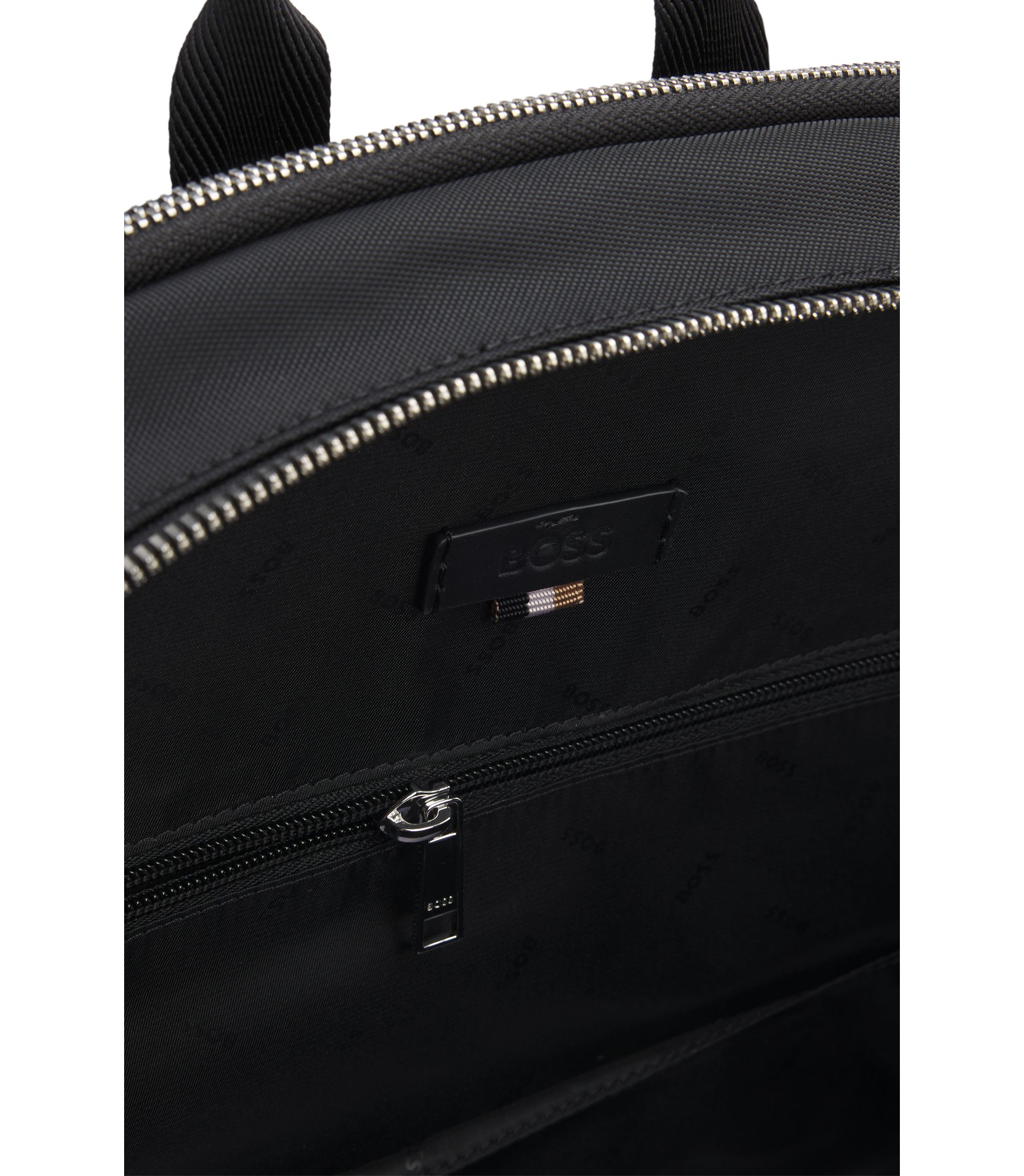 BOSS バックパック レザートリム＆ダブルジップ BOSS - バックパック レザートリム＆ダブルジップ - ブラック
