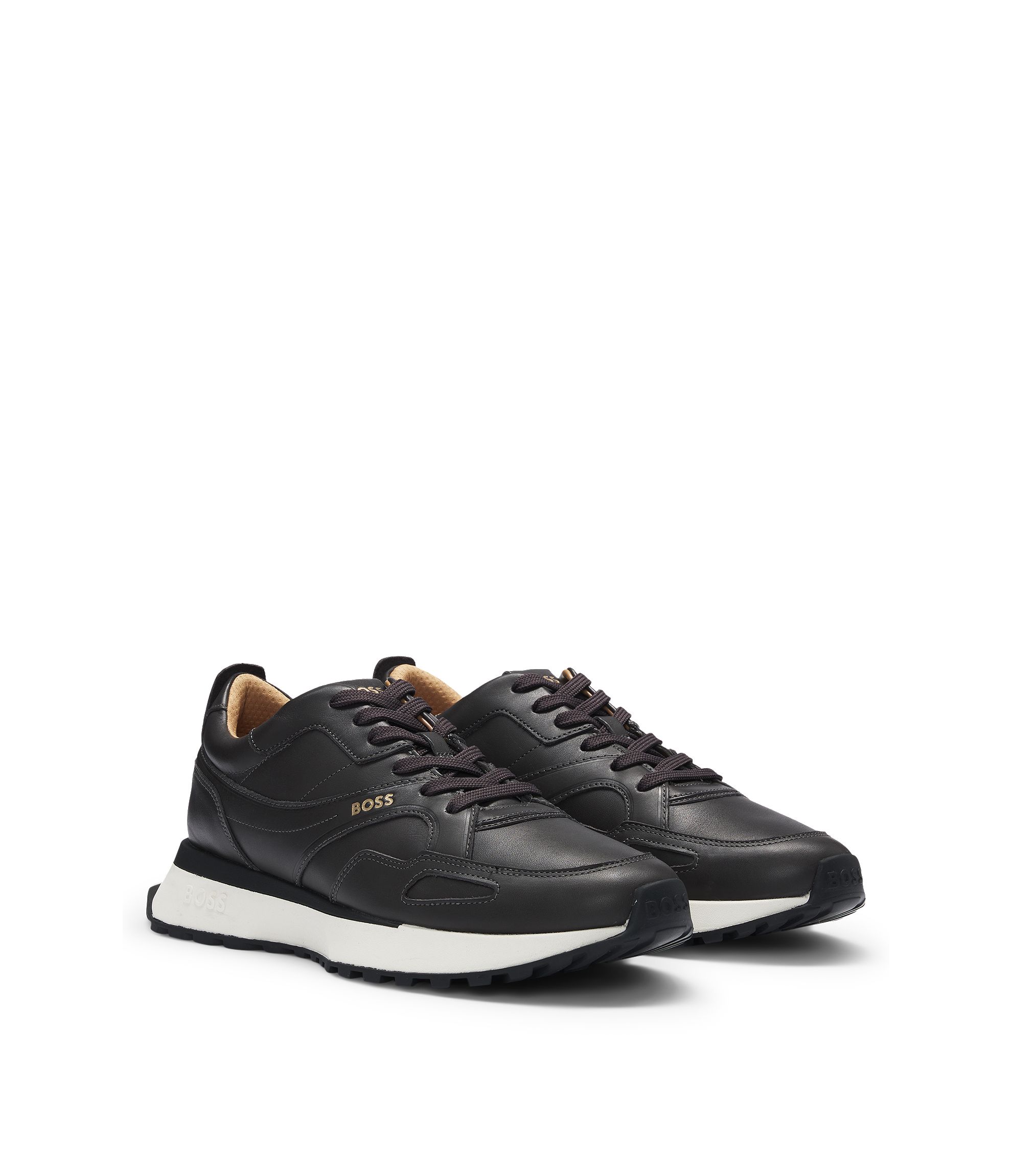 BOSS - ランニングスタイル スニーカー バーニッシュレザー BOSS - ランニングスタイル スニーカー バーニッシュレザー