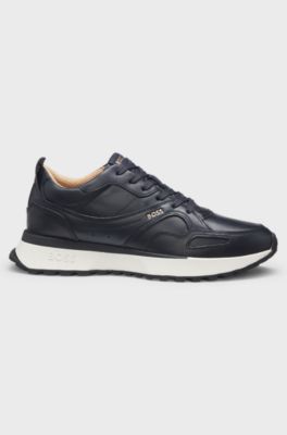 Trainers in burnished leather, Dark Blue
