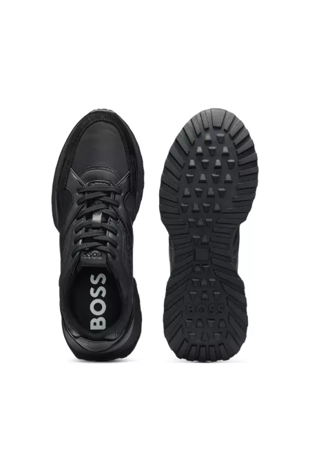 Mixed-material trainers with mesh and leather