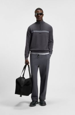 Sneakers van verschillende materialen met mesh en leer, Zwart