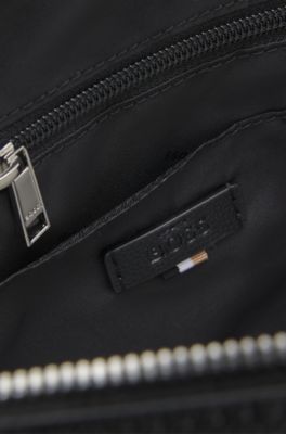 Aktentasche aus genarbtem Kunstleder mit Logo-Pr&auml;gung, Schwarz