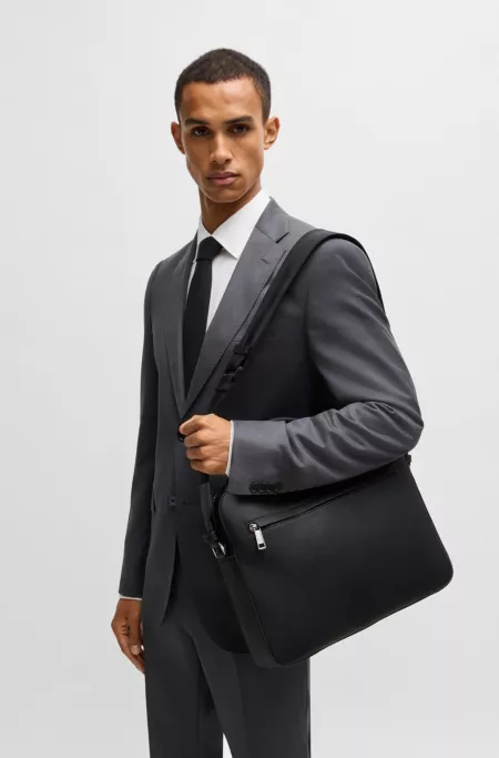 Document case in grained faux leather with signature trims