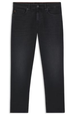 Tapered-fit jeans in black comfort-stretch denim, Black