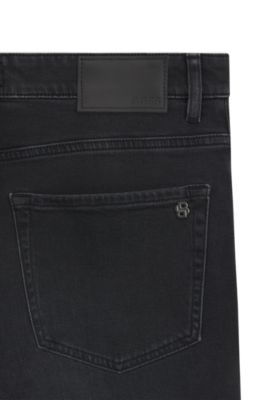 Tapered-fit jeans in black comfort-stretch denim, Black