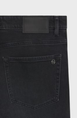 Tapered-fit jeans in black comfort-stretch denim, Black