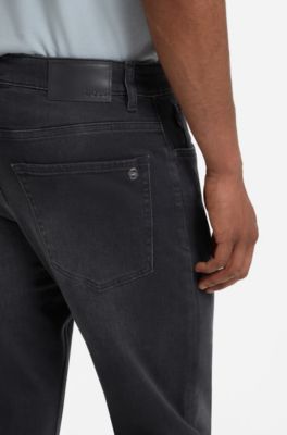 Tapered-fit jeans in black comfort-stretch denim, Black