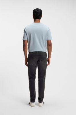 Tapered-fit jeans in black comfort-stretch denim, Black