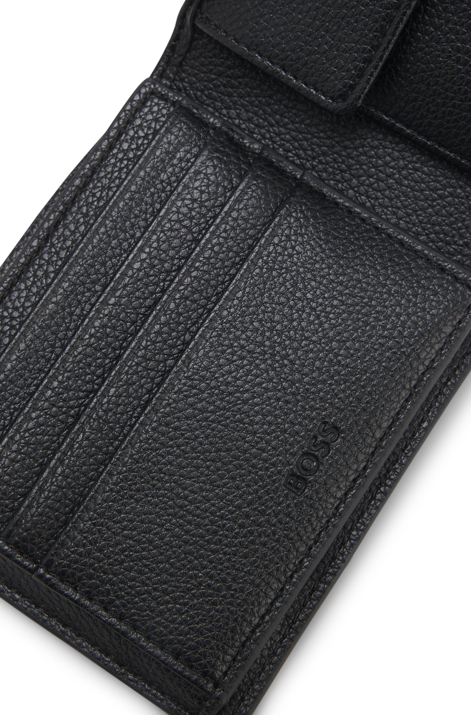 Boss Grained faux-leather trifold wallet with signature-stripe trim plånböcker & korthållare herr – bild 2