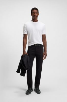 Leather trainers with embossed monograms, Black