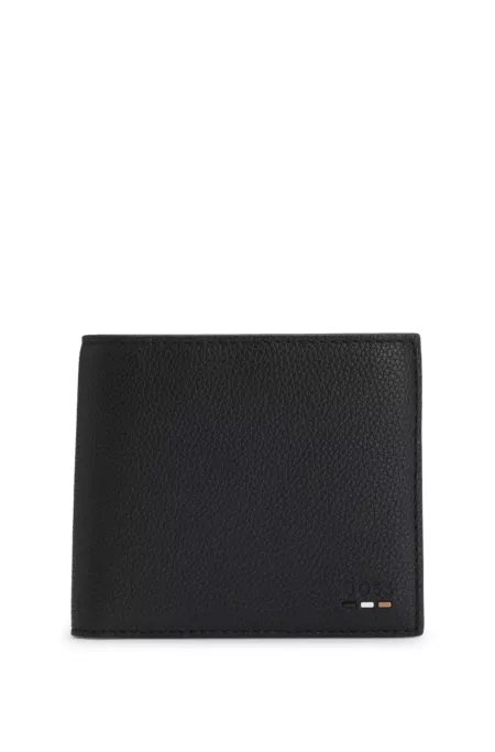 Grained faux-leather wallet with signature-stripe trim