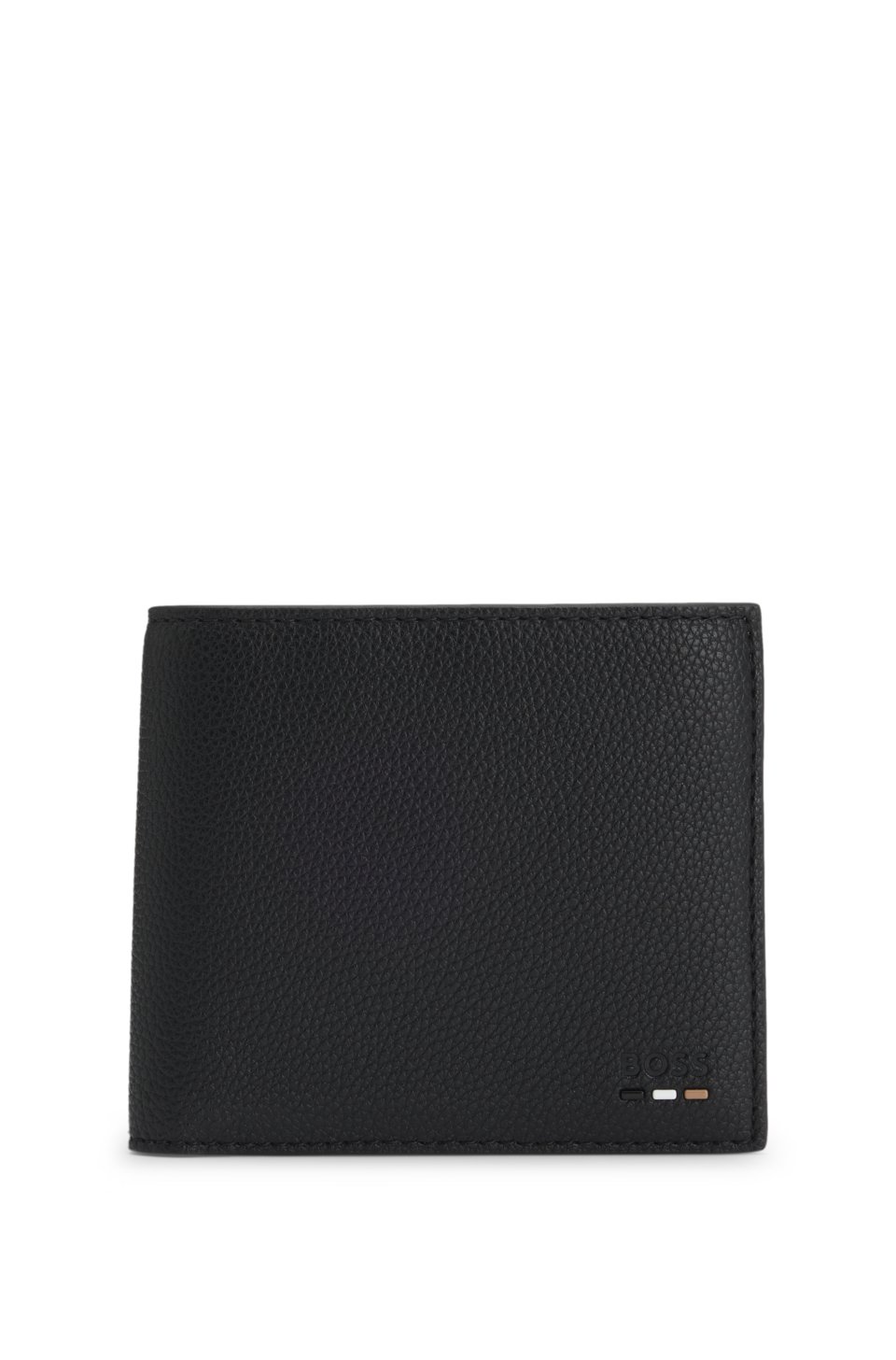 Grained faux-leather wallet with signature-stripe trim