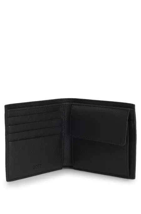 Grained faux-leather wallet with signature-stripe trim