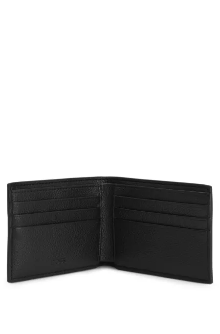 Grained folding wallet with signature-stripe trim