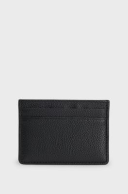 Pasjeshouder van generfd imitatieleer met signature-stripe-afwerking, Zwart