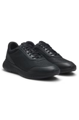 Gary trainers with leather uppers, Black