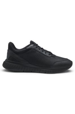 Gary trainers with leather uppers, Black