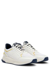 Baskets Porsche x BOSS en cuir perforé avec semelle extérieure crantée, Blanc
