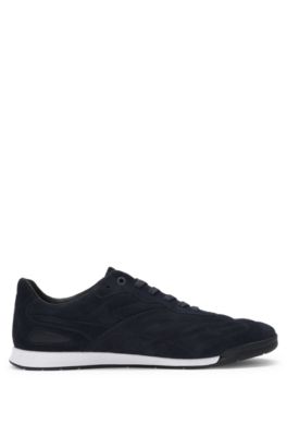 Suede trainers with stitched details, Dark Blue