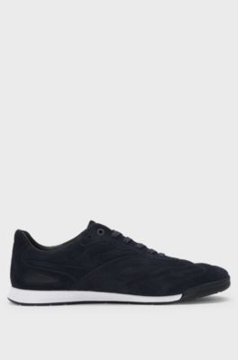 Suede trainers with stitched details, Dark Blue