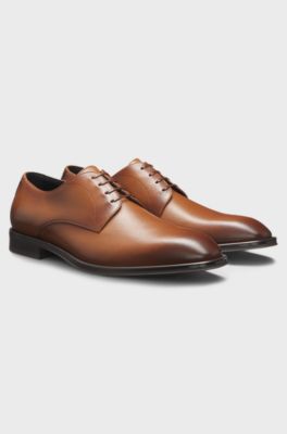 Italian-made Derby shoes in leather, Brown