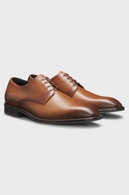 Italian-made Derby shoes in leather, Brown