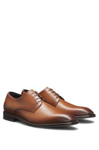 Chaussures derby en cuir avec surpiqûres, Marron