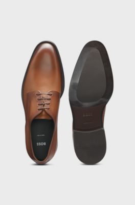 Italian-made Derby shoes in leather, Brown